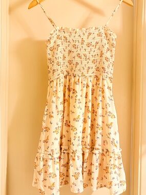 Love Tree Cream Floral Smocked Tiered Sundress